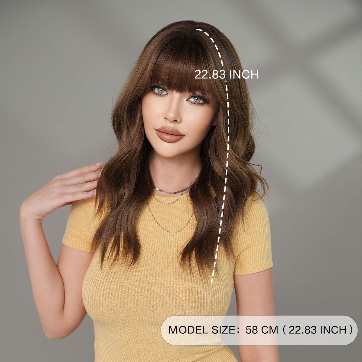 Chest Natural Fluffy Medium Long Micro Bangs Everyday Wig Short Curly Hair