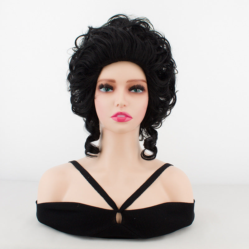 Women's Fashion Cover Sier White Black Palace Style Retro Simulation Wig Short Curly Hair