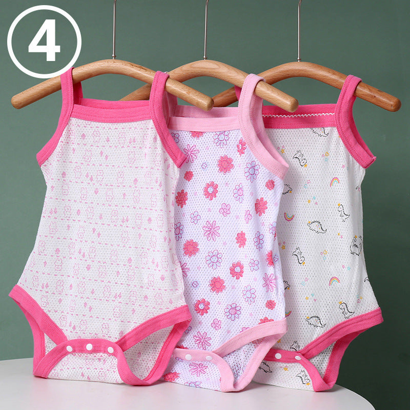 Summer Sling Pure Cotton Class Clothes For Babies One-piece Crawling Jumpsuit, Climbing Suit