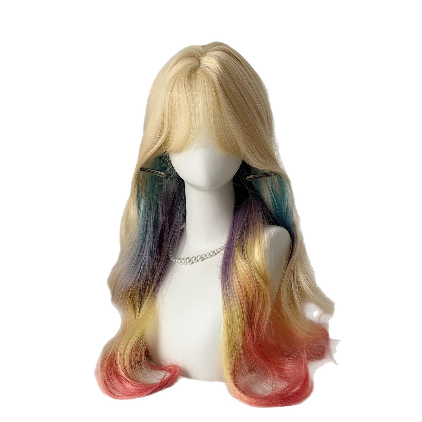 Long Curly Hair Rainbow Gradient Natural Simulation Big Wave Atmosphere Cos Wig