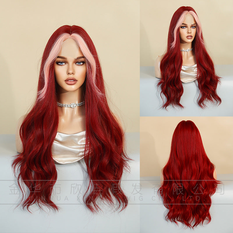 Women's Wave Highlights Purple Curly Hair Roland Chemical Wig Long Curls