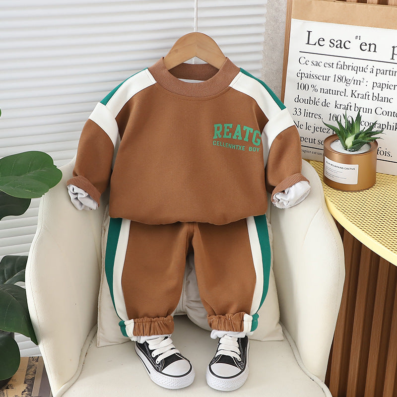 Clothing Sports Pants Round Neck Sweater Two-piece Children's Suit