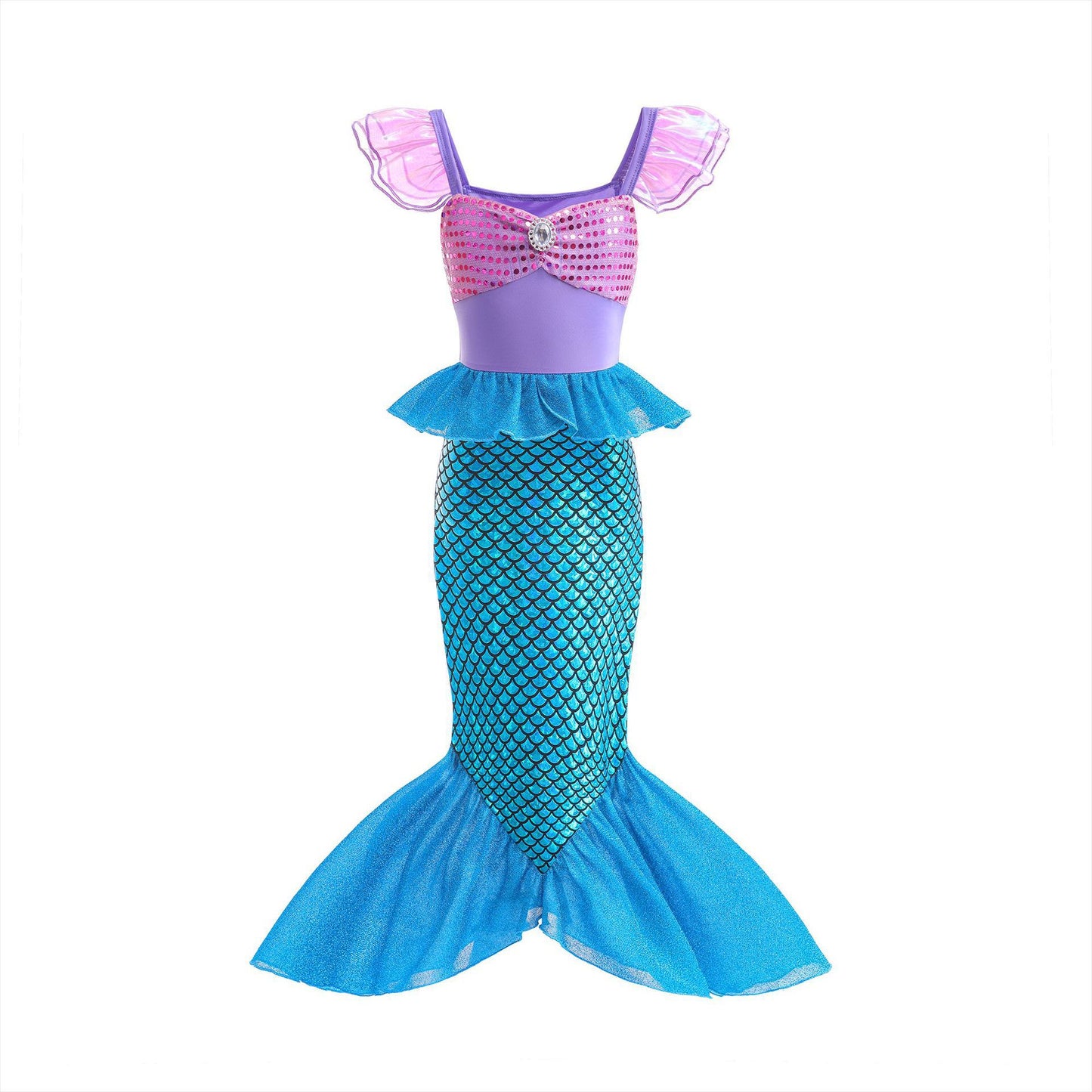 Children's Mermaid Flying Sleeve Sequins Western Style Children's Dress
