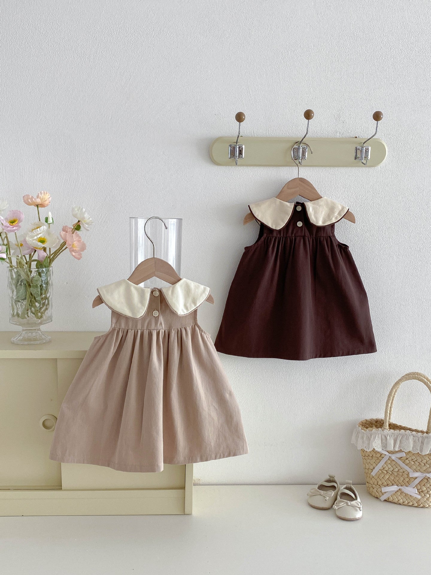 Style Super Nice Preppy Summer Retro Lapels Children's Dress