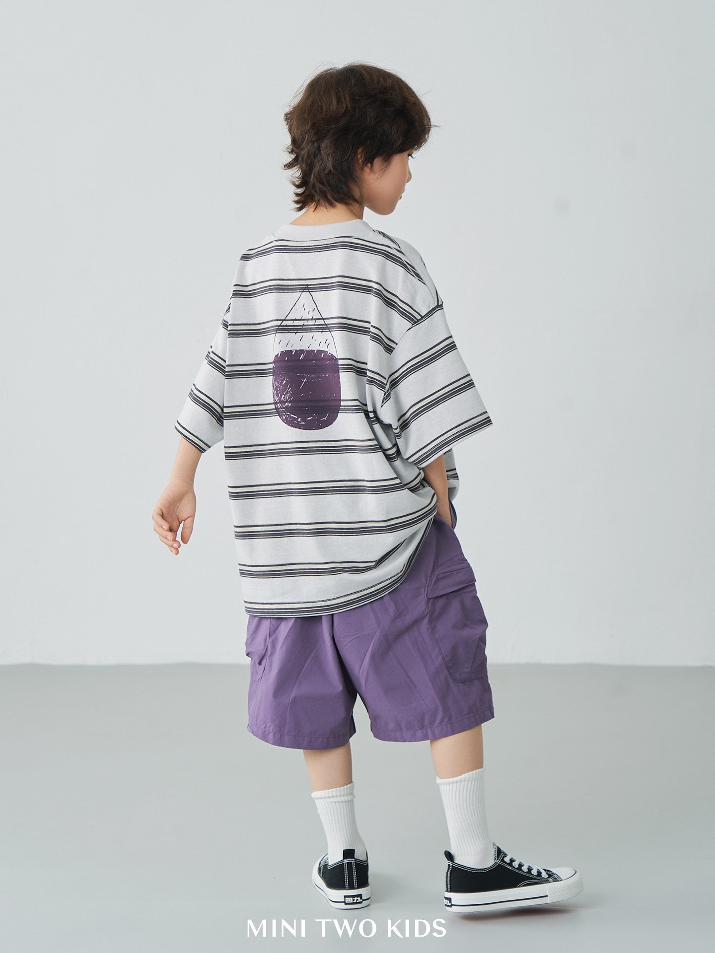 Children's Fashionable Clothing Salt Style Street Sweet Potato Striped Short Sleeve Children's T-shirt