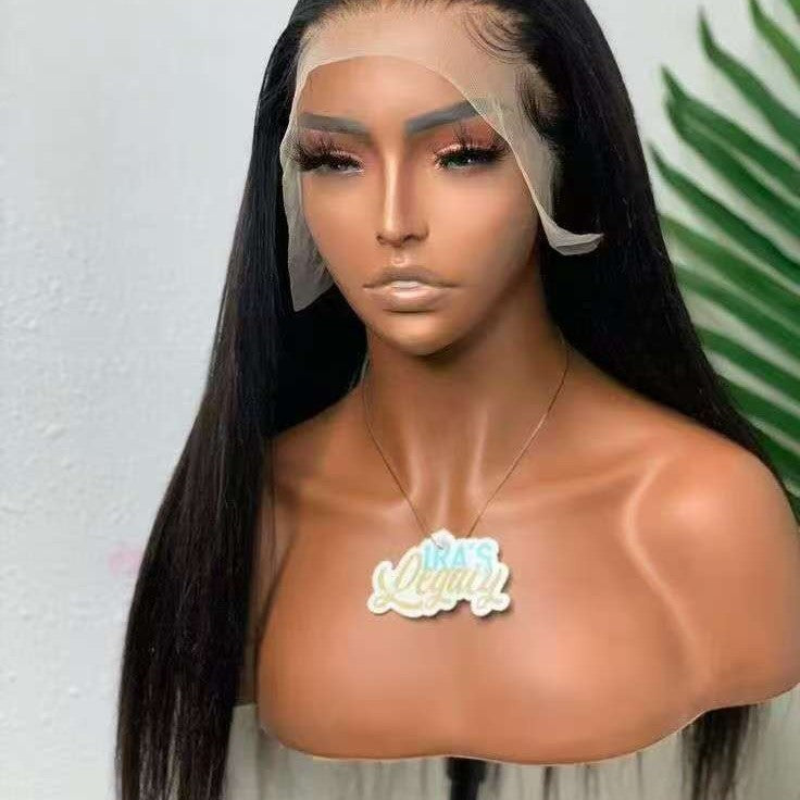 Straight Long Frontal Lace Brazilian Human Real Hair Wig