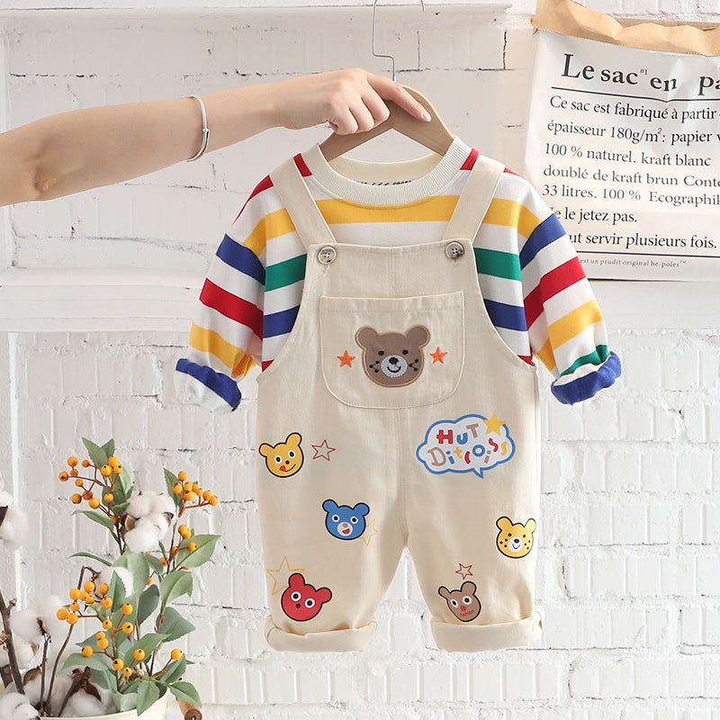 Children's Autumn Clothing Spring Summer Two-year-old Suspender Pants Children's Suit