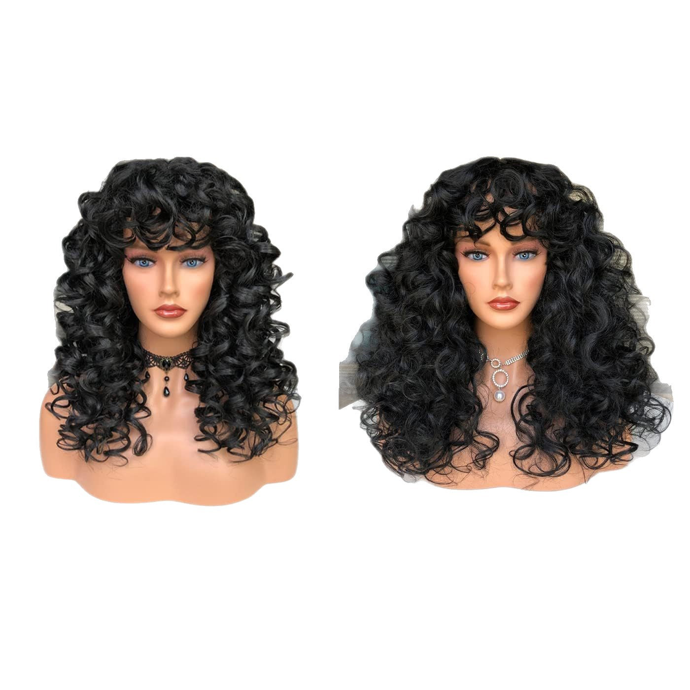 Women's Natural African Small Volume Fiber Fluffy Short Curly Wig Long Curls