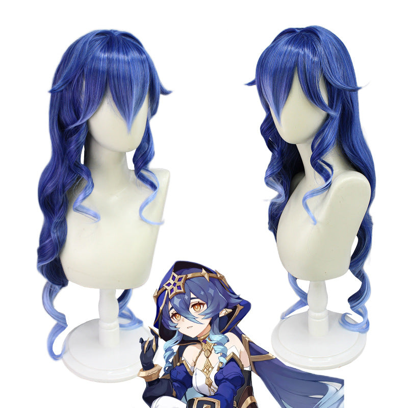 Gradient Color Long Curly Hair Double Cos Wig