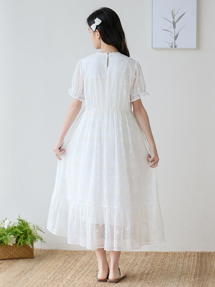 Children's Summer Short-sleeved Embroidered Chiffon Little Super Fairy Children's Dress