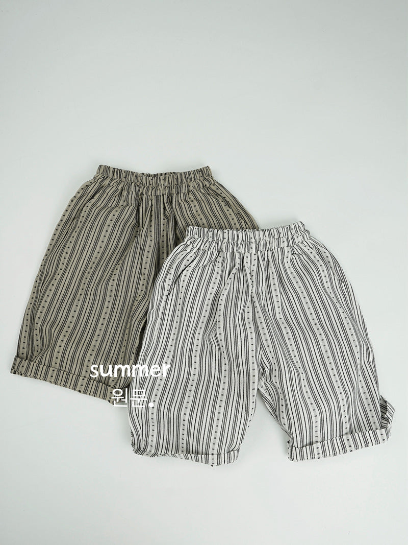 Children's Summer Korean Style Bermuda Shorts Boys Lightweight Striped Cropped Outer Children's Pants