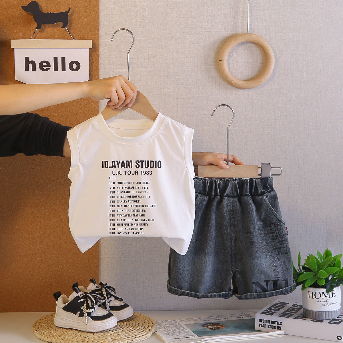 Children's Summer Clothing Cool Handsome Vest Western Style Fried Street Sleeveless Children's Suit