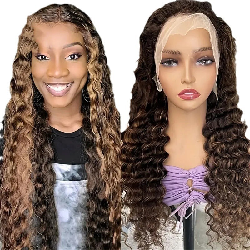Piano Color Front Lace Big Wave Wig Long Curls