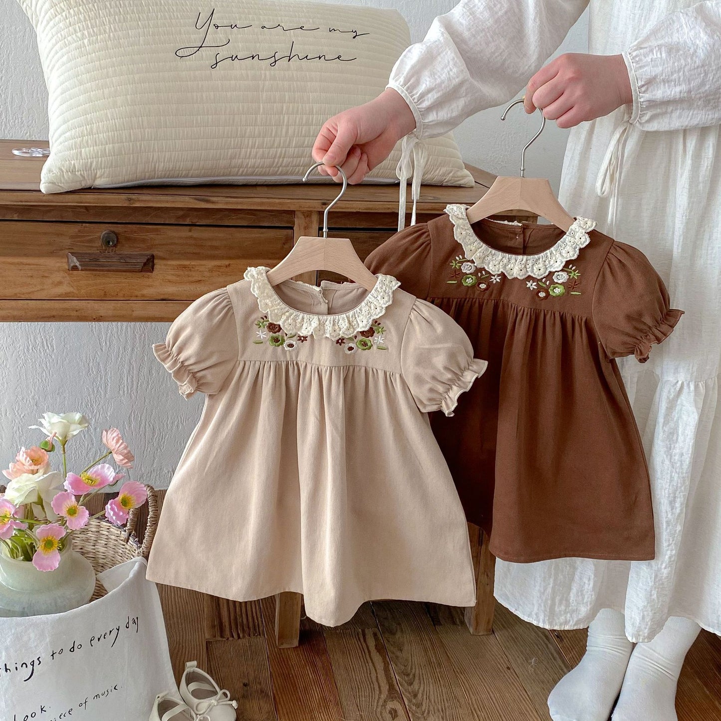 Children's Korean Style Lace Collar Embroidered Little Children's Dress