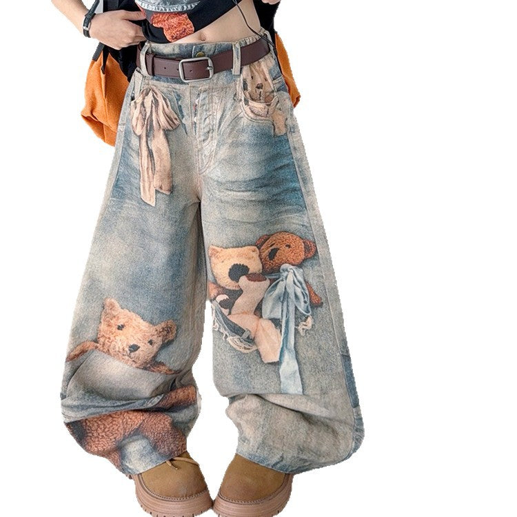 Children's Jeans Fashionable Korean Style Medium Big American Bear Children's Pants