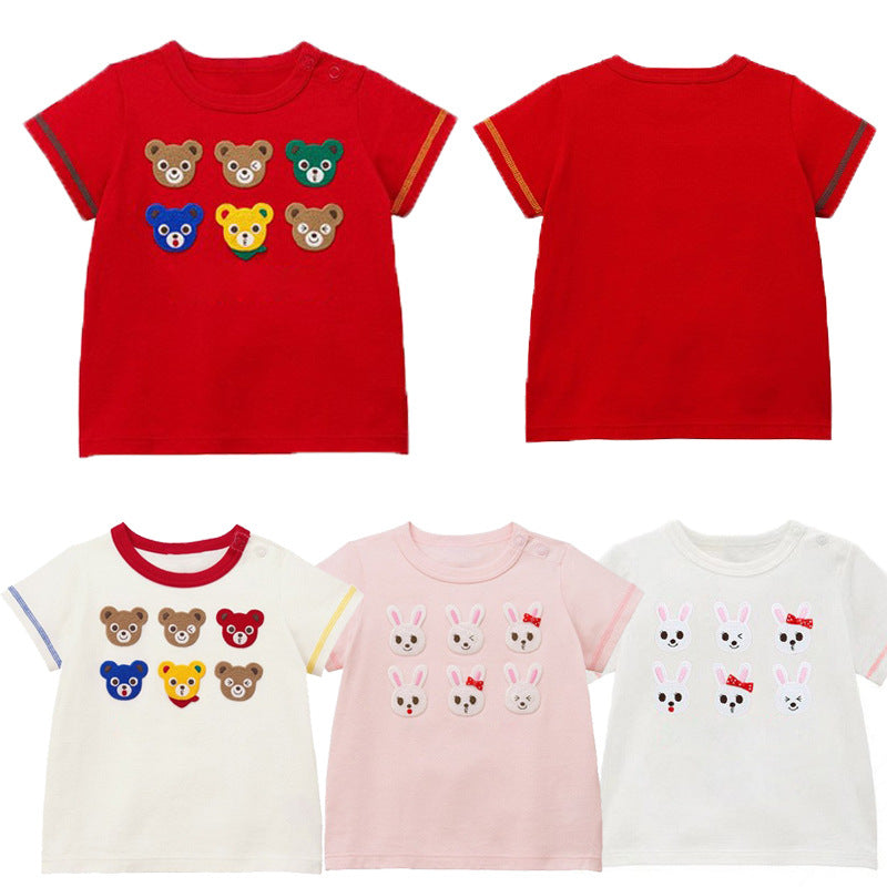 Children's Clothing Summer Short Sleeve Cartoon Bear Rabbit Children's T-shirt