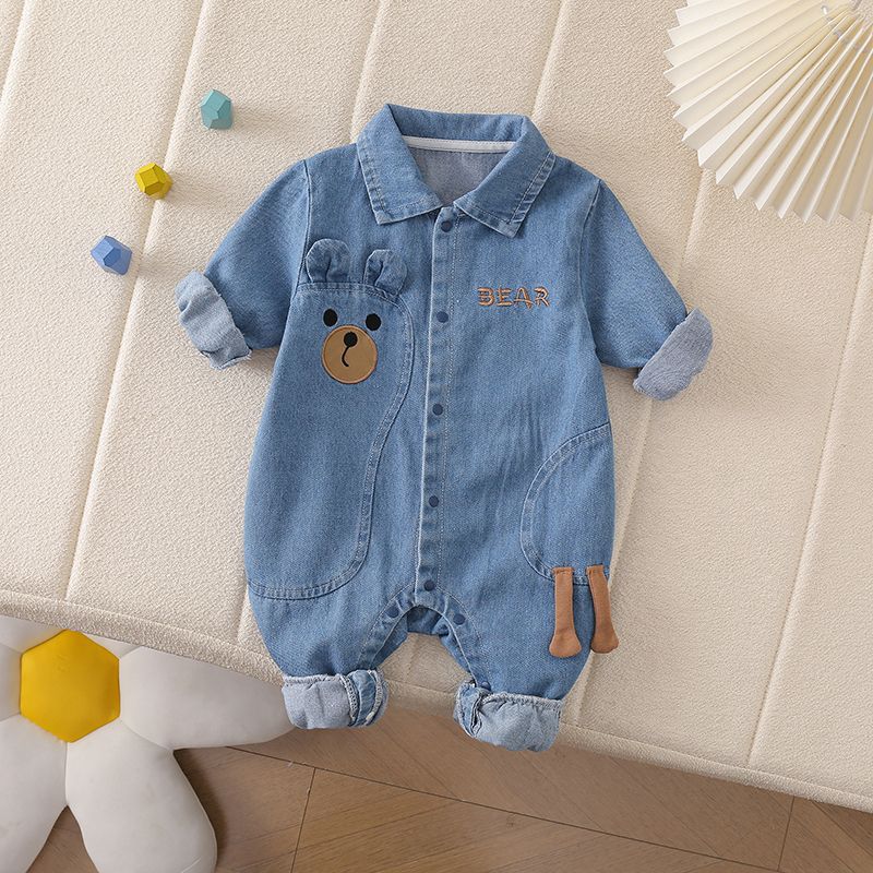 Women's & Men's Long Sleeve Denim Jumpsuit Korean Going Out Cute Rompers Western Jumpsuit, Climbing Suit
