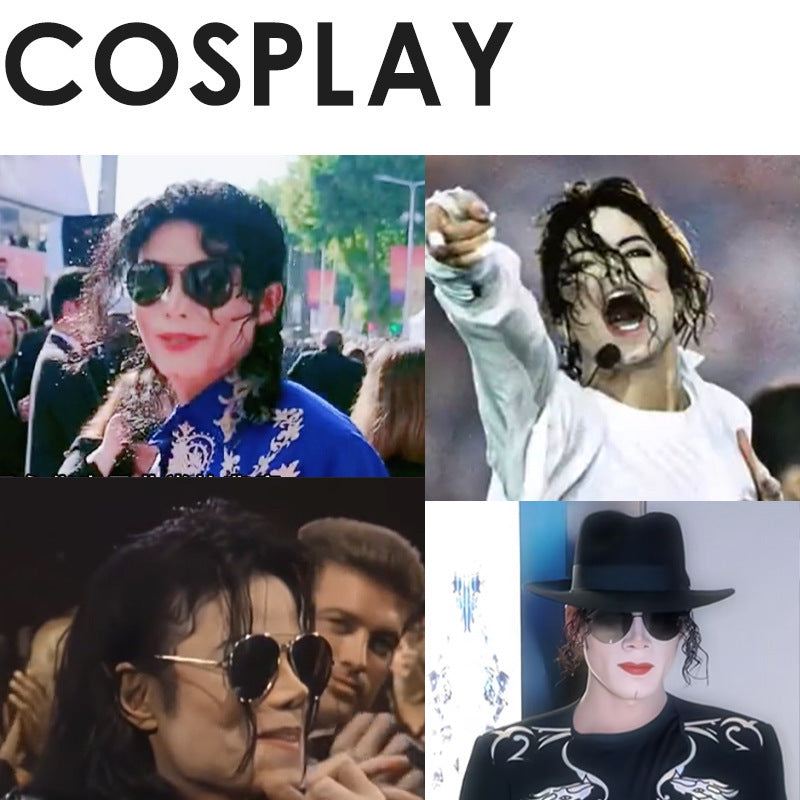Version Black Long Moonwalk Imitation Show Stage Performance Adult Dress Men's Wig