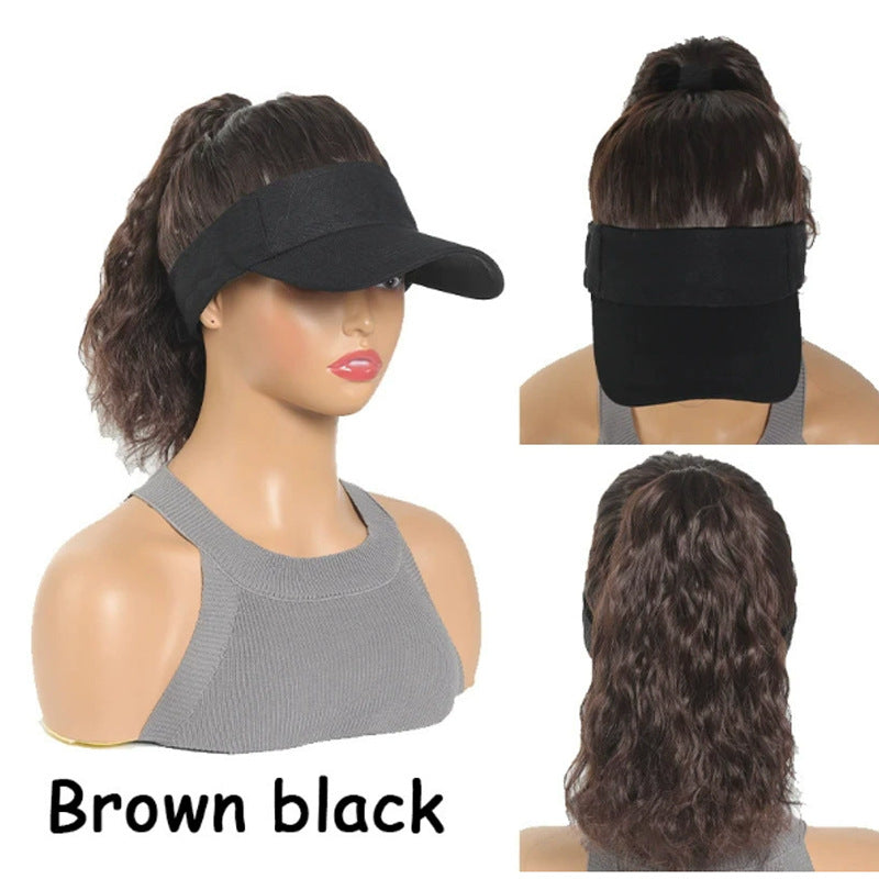Women's Hat All-in-one Fashion Trendy Corrugated Curly Hair Air Top Wig Ponytail