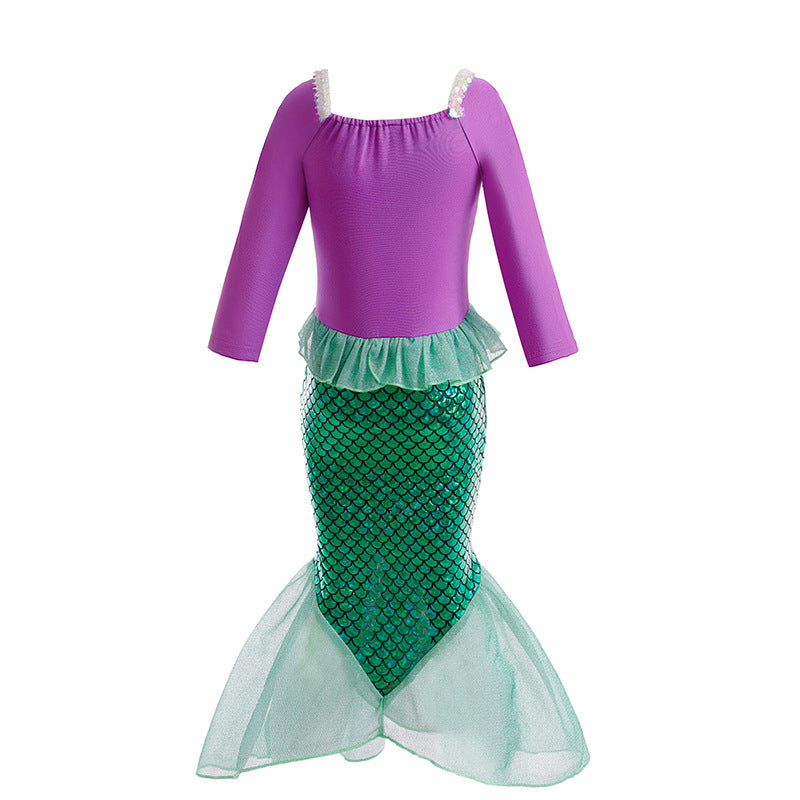 Children's Mermaid Princess Fish Tail Scale Ball Gown Children's Dress