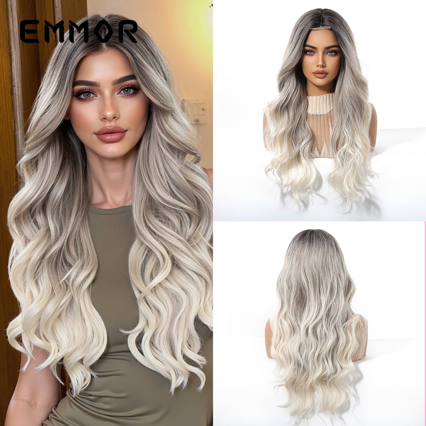 Mid-length Golden Big Wave Curly Hair Fashion Wig Long Curls