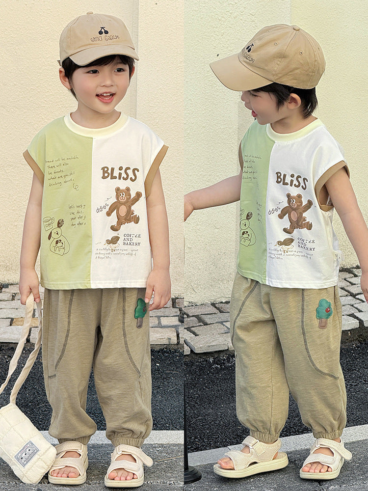 Children's Summer Thin Pure Cotton Track Cartoon Children's Pants