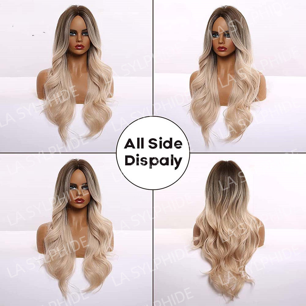 Women's Long Mid-length Big Wave Curly Without Bangs Temperament Face Real Hair Wig