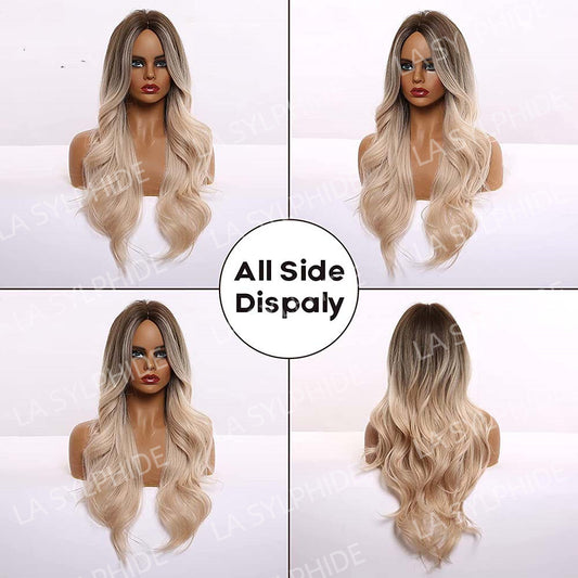 Women's Long Mid-length Big Wave Curly Without Bangs Temperament Face Real Hair Wig