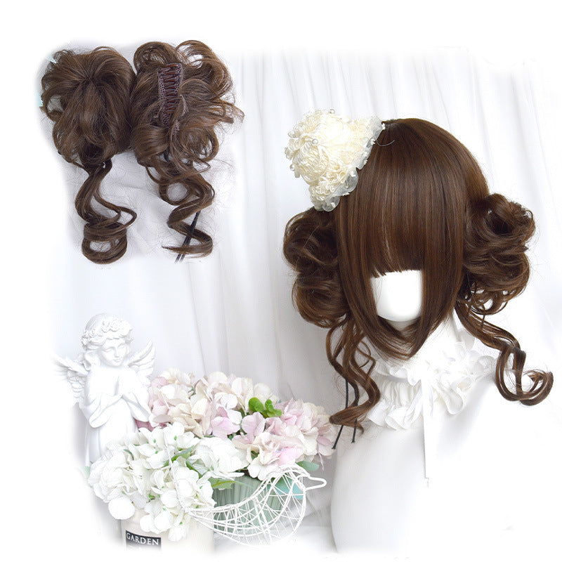 Women's Beard Grip Band For Bun Haircut Detachable Double Ponytail Little Cos Wig