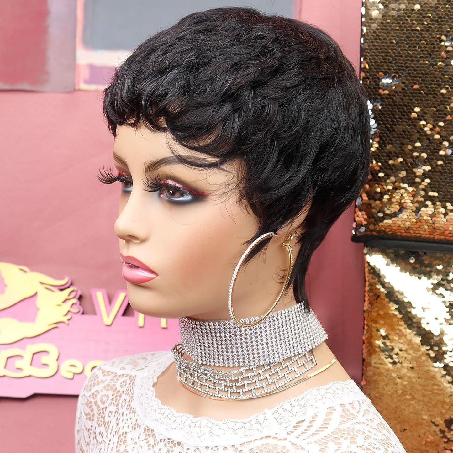 Women's Headgear Fashion Elastic Net Optional Wig Short Curly Hair
