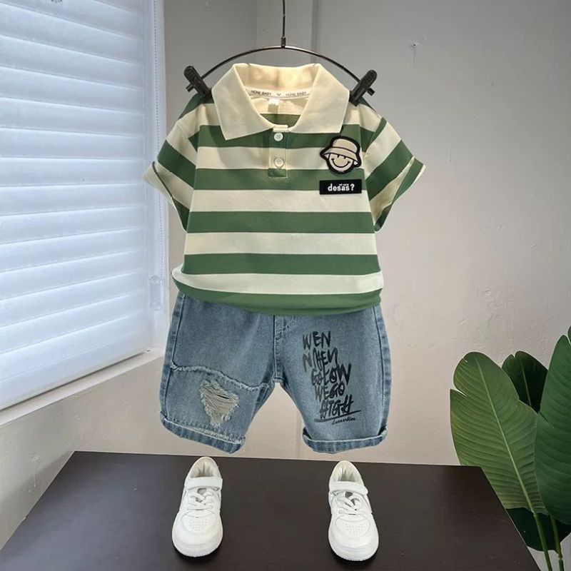 Children's Summer Fashion Short-sleeved Shirt Fashionable Clothing Children's Suit
