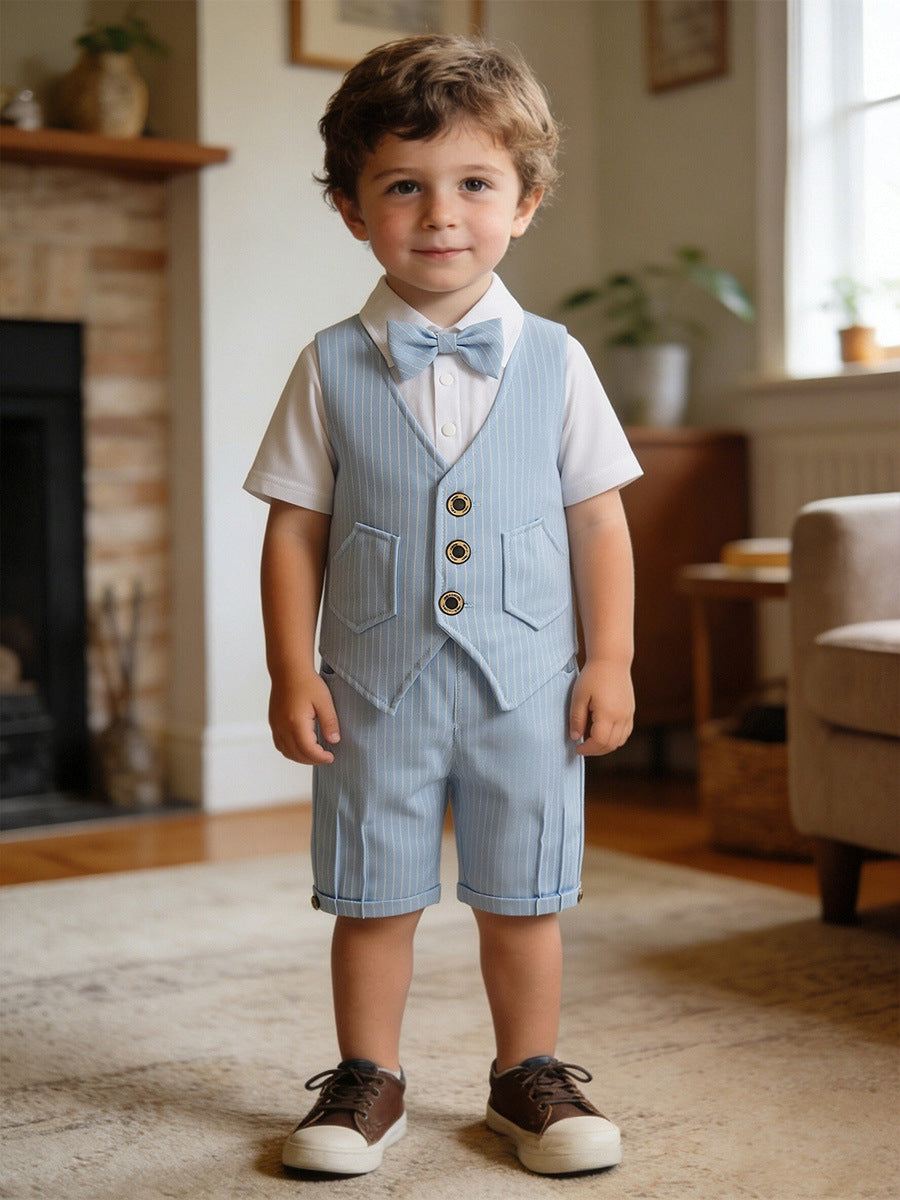 Children's Set Boy Summer Clothing Short Sleeve Gentleman Children's Suit