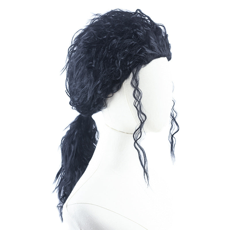 Version Black Long Moonwalk Imitation Show Stage Performance Adult Dress Men's Wig