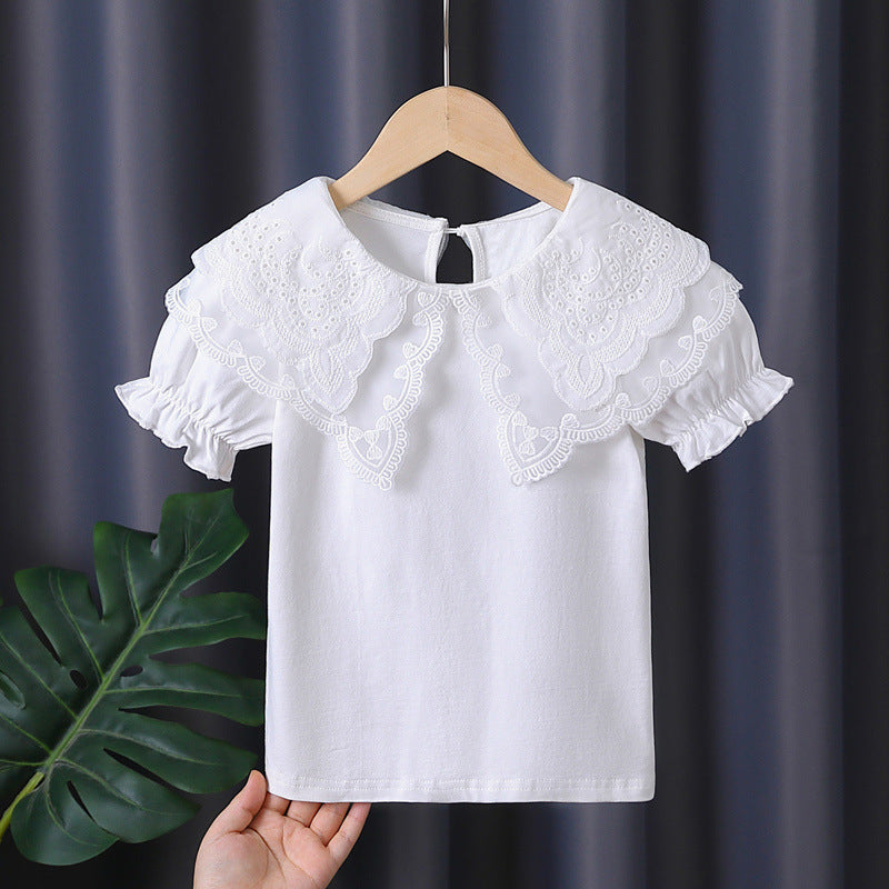 Children's Shirt Cotton Thin Short-sleeved White Doll Children's T-shirt