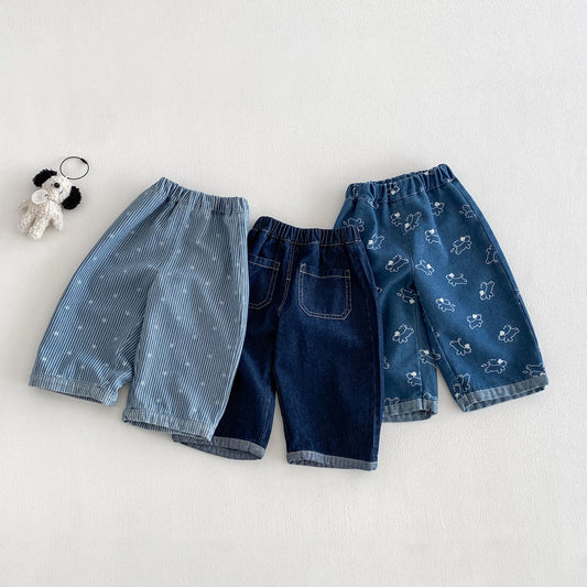 Children's Cartoon Jeans Spring Foreign Style Full Printing Children's Pants