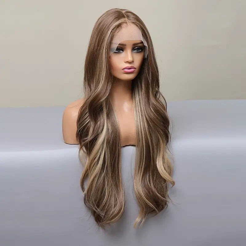 Women's Mid-length Curly Hair Big Wave Highlight Gradient Fashion Wig Long Curls