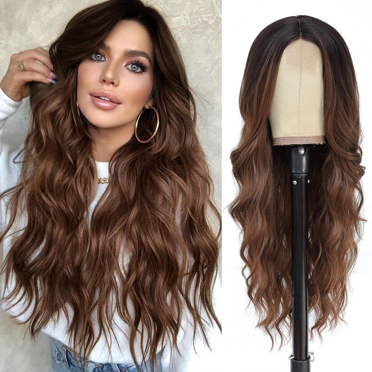 Women's Medium Large Wave Curly Hair Headgear Wig Long Curls