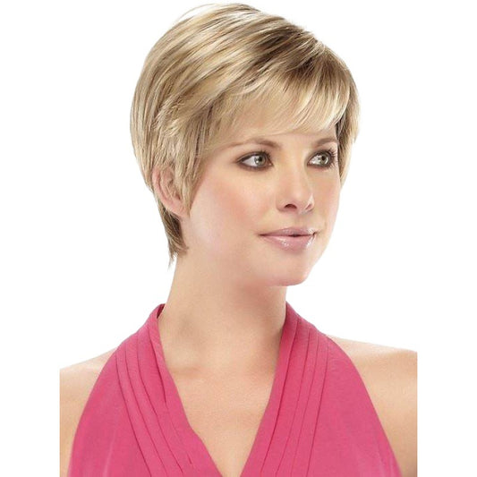 Classic Women's Side Bangs Gradient Golden Wig Short Straight Hair
