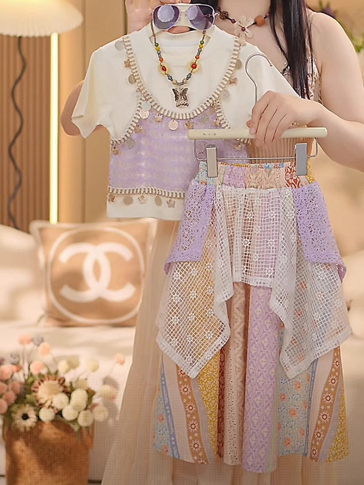 Children's Western Style Ethnic Skirt Two-piece Set Little Children's Suit