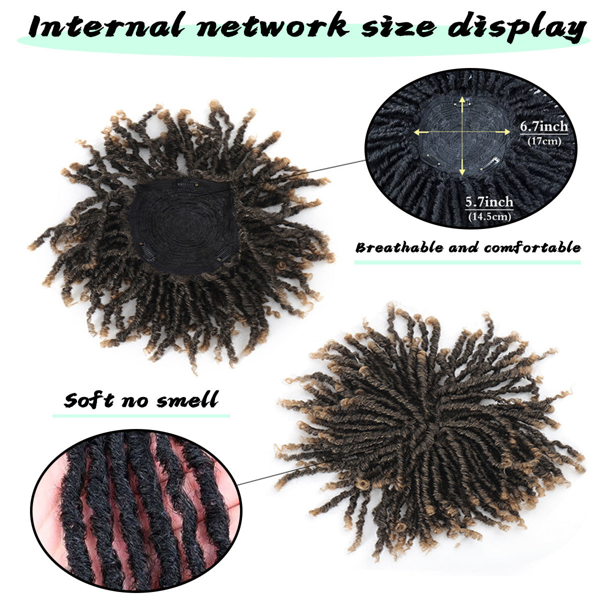 Dreadlocks Curly Hair Head Spiral Chemical Fiber Mesh Men's Wig