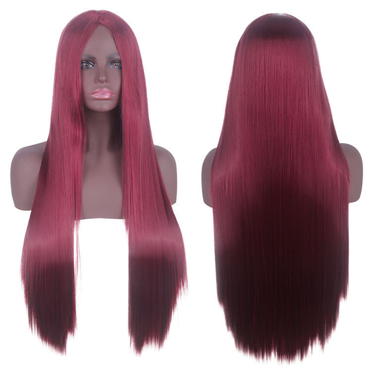 Universal Medium Scalp Black Long Straight Hair Cos Wig