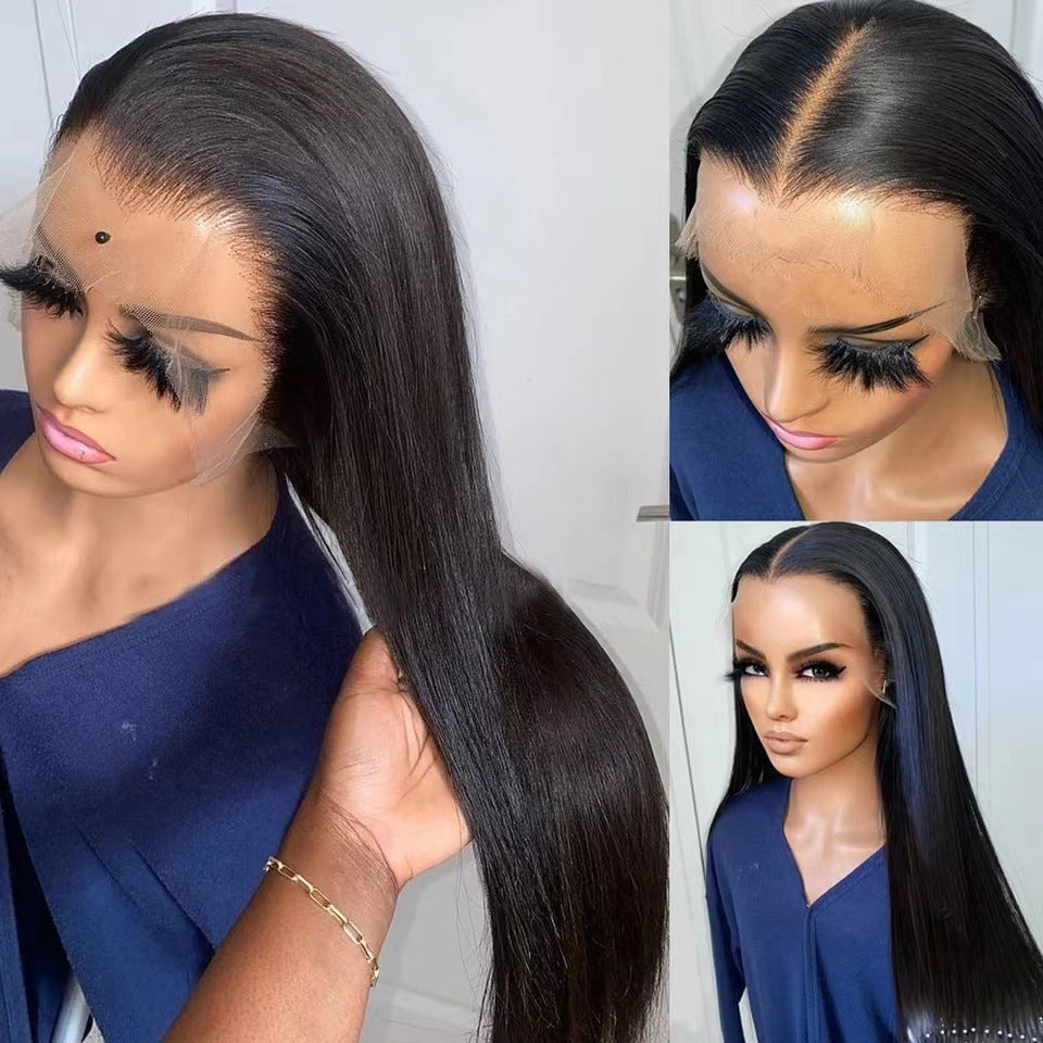 Graceful Durable Front Lace Head Cover Long Straight Wig