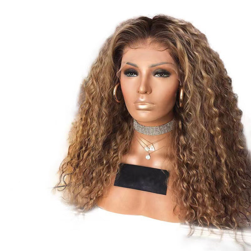 Women's Popular African Small Curly Hair Mixed Brown Dyed Chemical Fiber Wig Long Curls