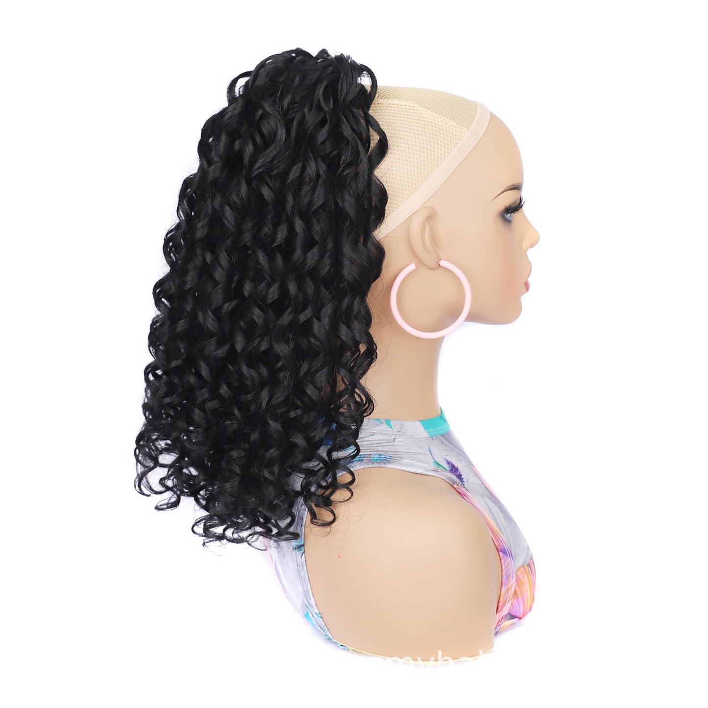 Mid-length Curly Hair Spring Roll Roman Retro Wig Ponytail