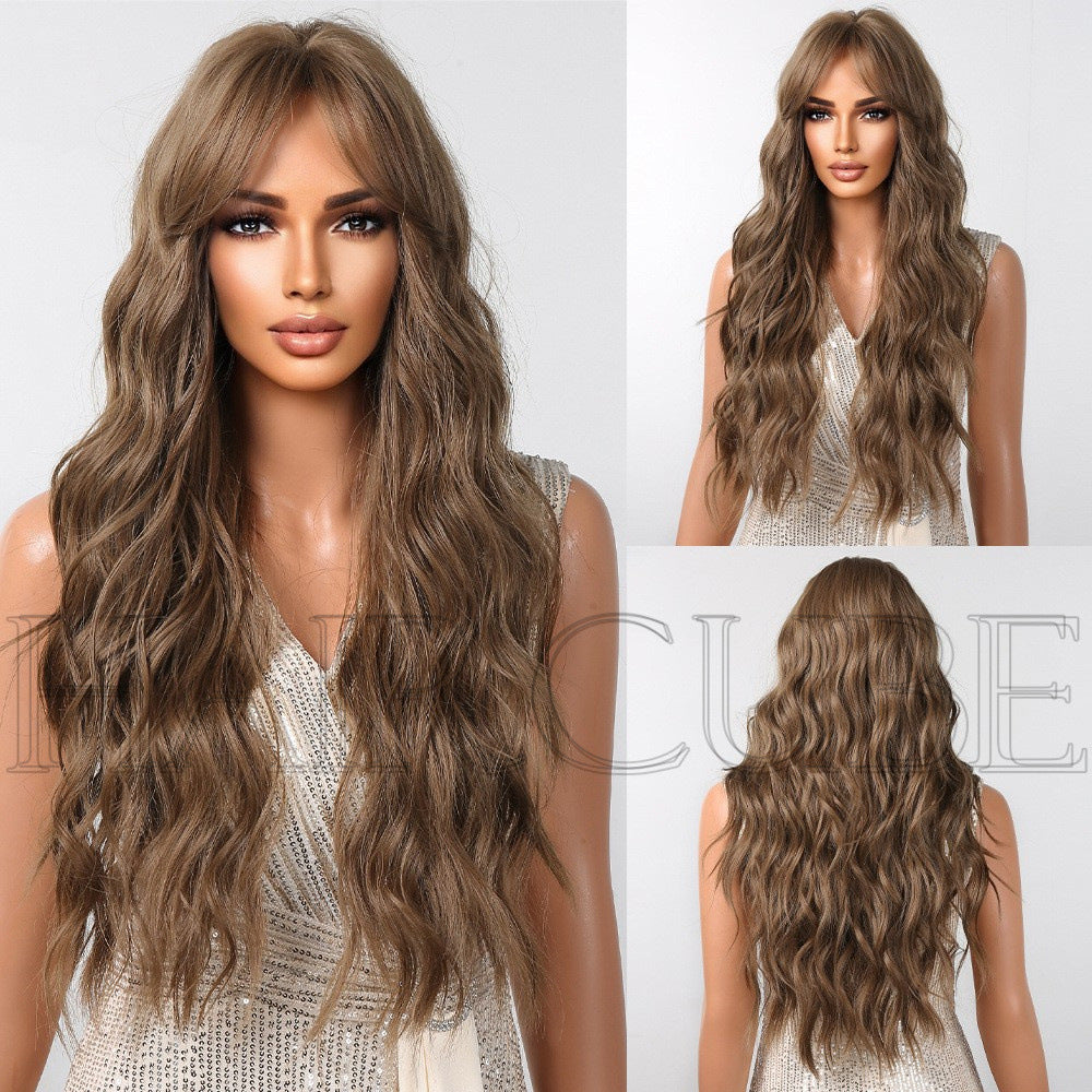 Small Lace Mechanism Head Cover Female Full Type Wig Long Curls