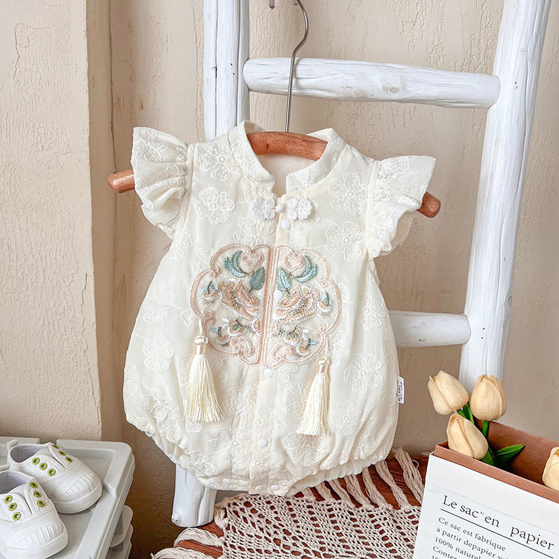 Style Summer Jumpsuit Thin Clothes For Babies Born Flounced Sleeve Jumpsuit, Climbing Suit