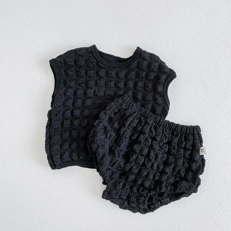 Style Sleeveless Vest Two-piece Summer Thin Clothes Born Children's Suit