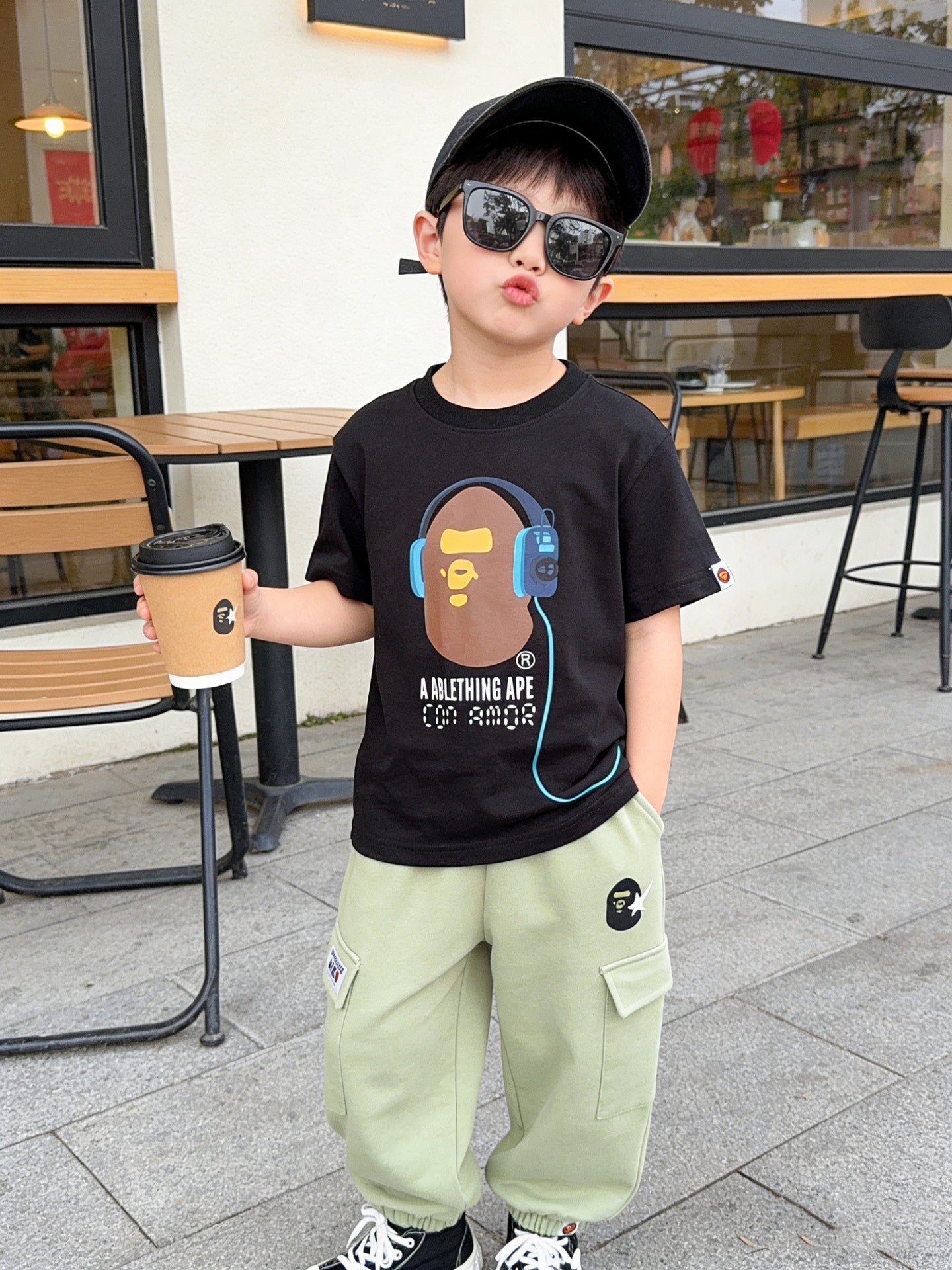 Children's Printed Cartoon Casual Cotton Loose Fashion Korean Style Children's T-shirt