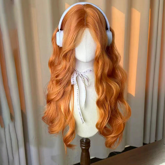 Caramel Warm Sun Orange Natural Simulation Hair Wig Long Curls