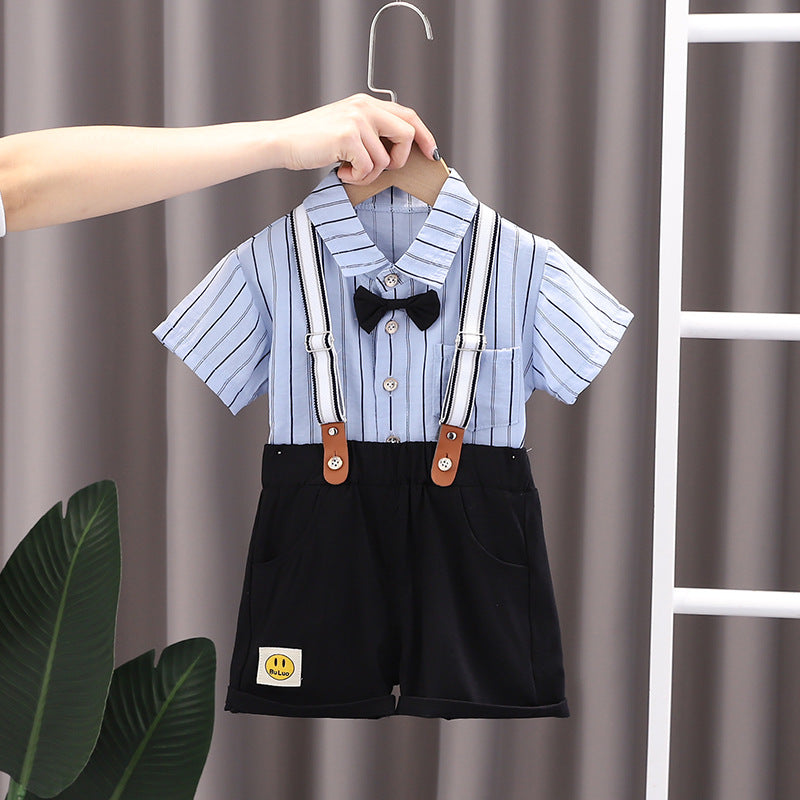 Style Suspender Pants Short Sleeve Two-piece Fashionable Children's Suit